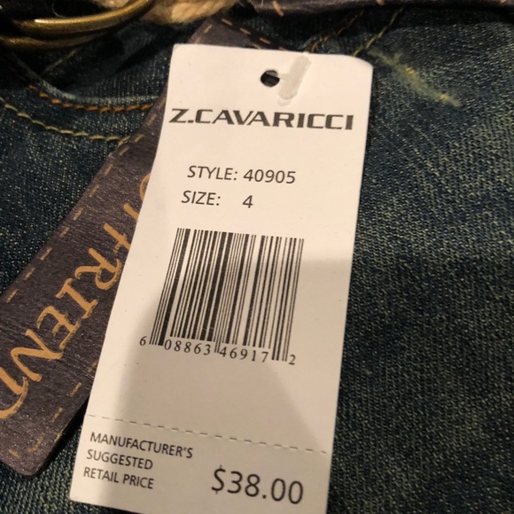 Z. Cavaricci denim jeans with plaid belt included  NWT size 4 - Picture 4 of 5